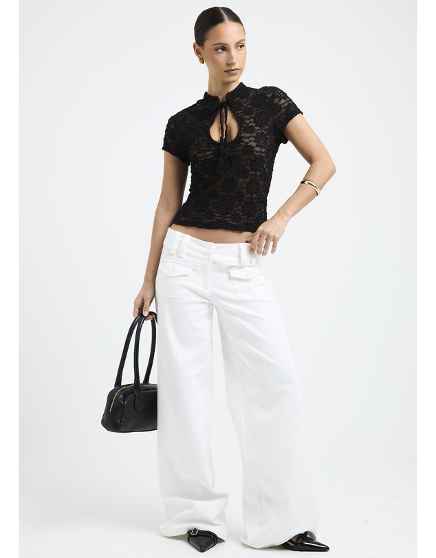 Alice In The Eve - Naomi Satin Lace Halter Top
