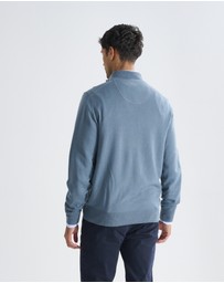 3 Wise Men - 3 Wise Men Harvey Zip Neck Merino Knit - Cement