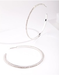 Lovisa - Silver Oversized Diamante Hoop Earrings