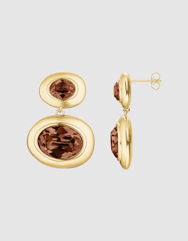 Rosefield - Mocha Crystal Gold-Tone Long Earrings
