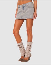 EDIKTED - Vintage Washed Denim Mini Skirt