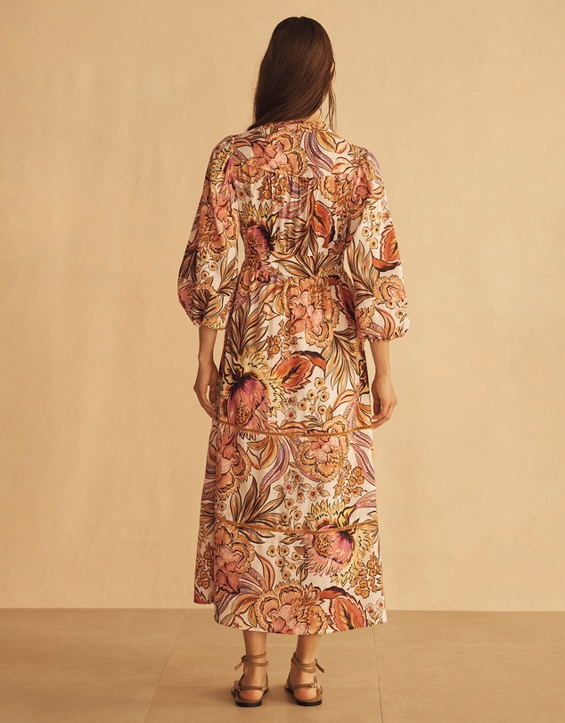 AUR OCEA - Bel Fiore Blousson Tiered Midi Dress