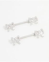 Lovisa - Surgical Steel Cubic Zirconia Double Bow Nipple Piercings 2-Pack