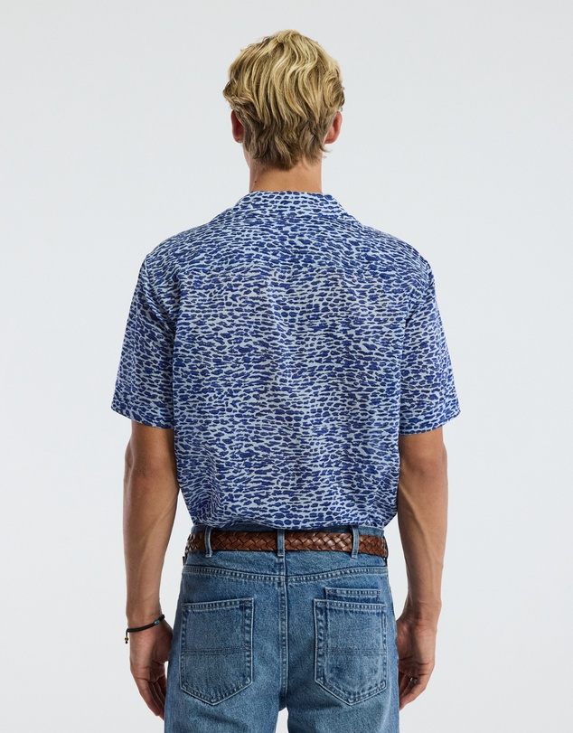 Calibre - Leopard Print Short Sleeved Shirt Blue