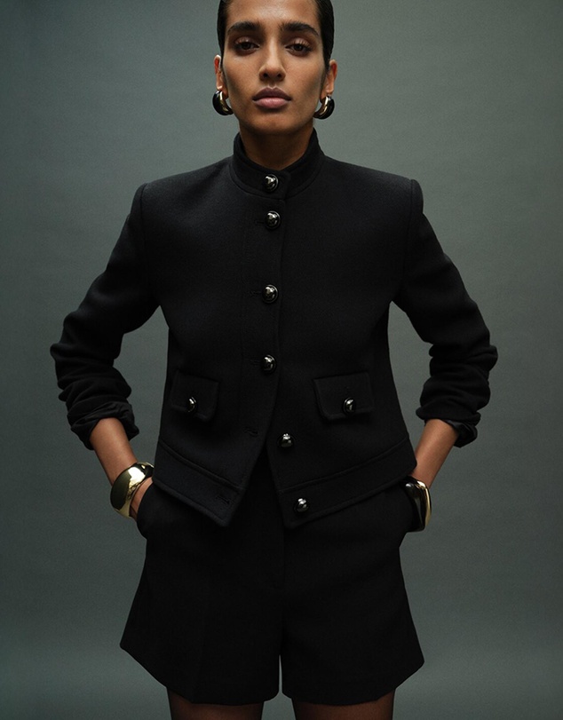 M.N.G - Jacket With Jewel-Button Strip Collar