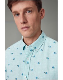 NEXT - Linen Blend Printed Short Sleeve Shirt