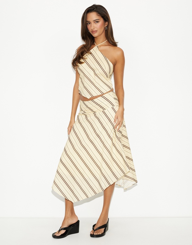 Dazie - Vacay Stripe Halter Neck Top