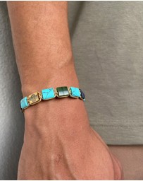 Nialaya Jewellery - The Dorje Flatbead Collection - Turquoise, Blue Lapis, Red Jade, Brown Tiger Eye and Green Jade