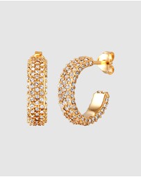 Elli Jewelry - Earrings Sparkling Crystal Creoles 925 Sterling Silver Gold-Plated