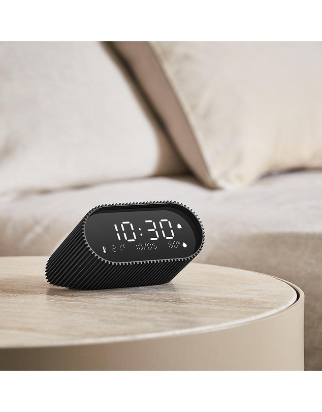Lexon - Lexon Ray Clock Lcd Alarm Clock With Temperature / Humidity Display - Black
