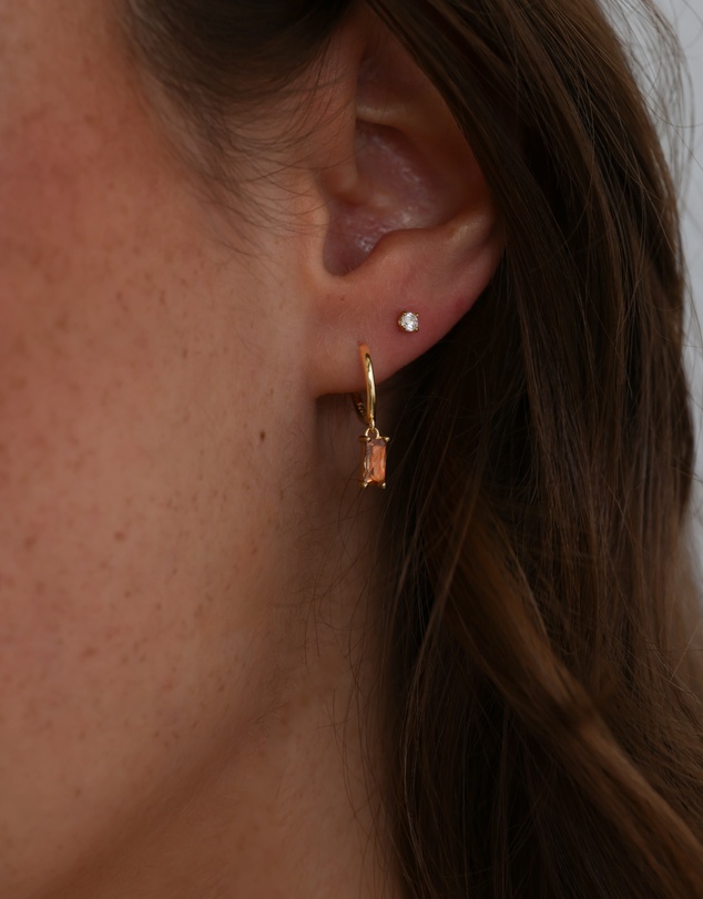 Pastiche - Vera Huggies Earrings- Gold plated 925 silver -Rose stone