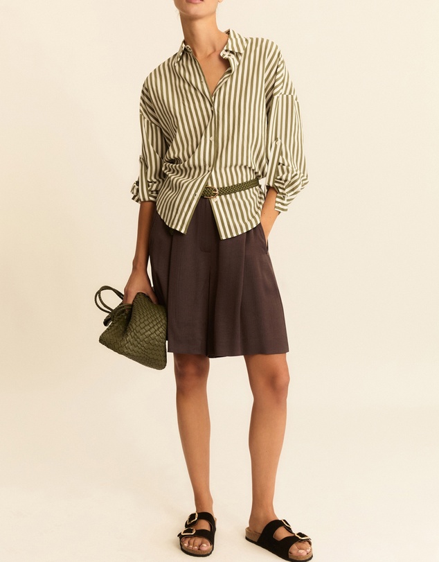 Emme - Military Green Washed Viscose Shirt