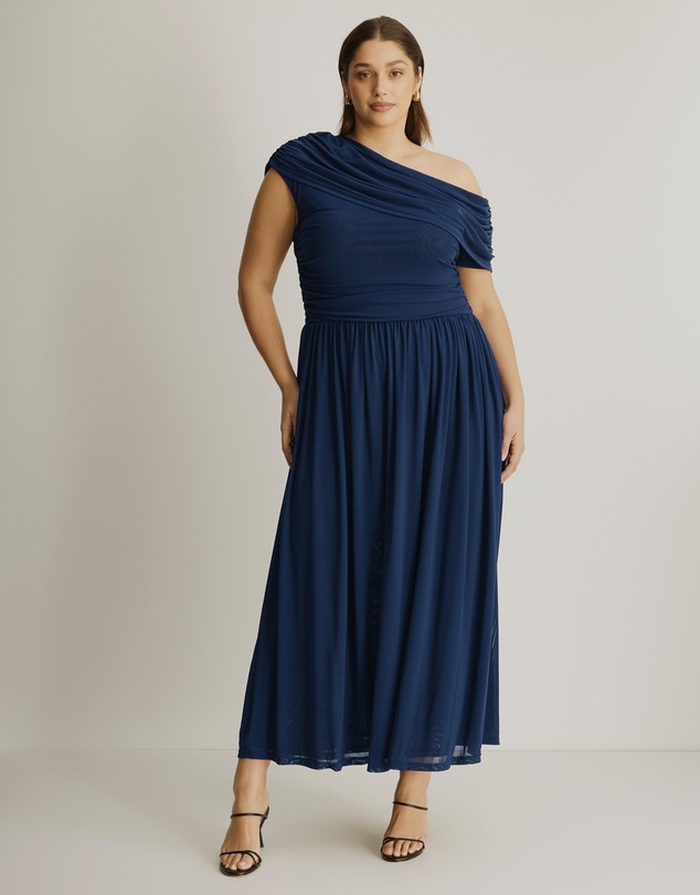 Atmos&Here Curvy - Winnie Off Shoulder Mesh Maxi Dress