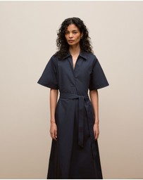 Trenery - Cotton Poplin Belted Popover Dress in Night Sky