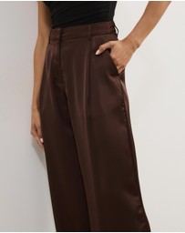 Atmos&Here - Leoni Asymmetric Lace Satin Pants