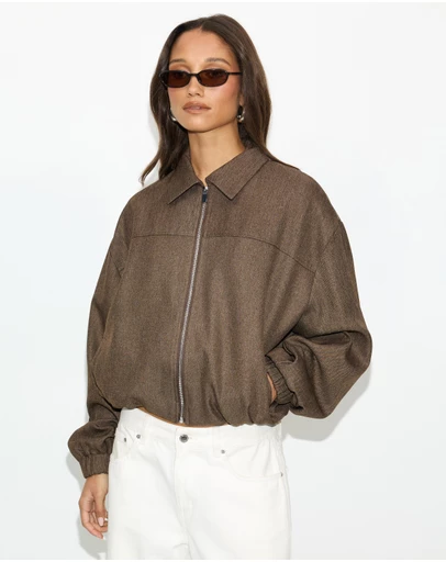 Dazie - Alexis Woven Bomber Jacket