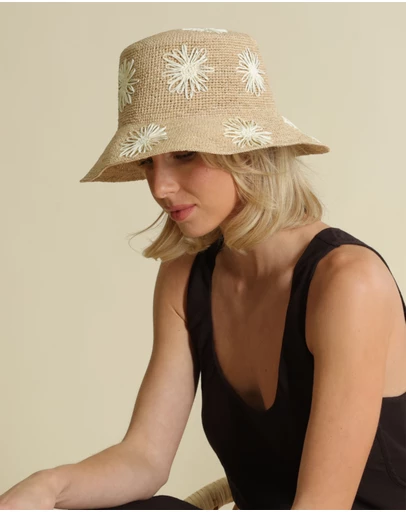 Morgan & Taylor - Sereia Crochet Bucket Hat in Natural