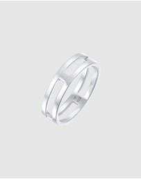Kuzzoi - ICONIC EXCLUSIVE - Ring Men Angular Shape Solid Trend Basic in 925 Sterling Silver