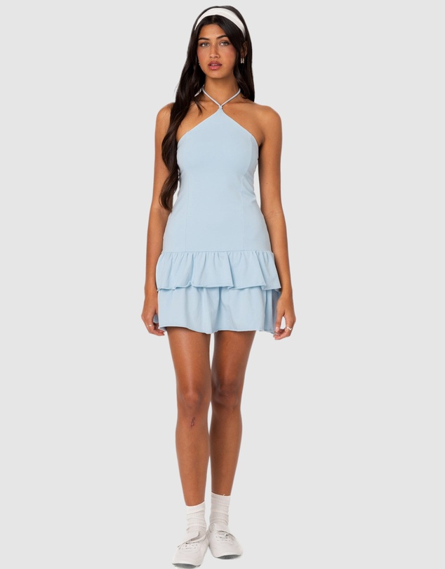 EDIKTED - Dorit Ruffled Halter Mini Dress