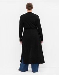 City Chic - Plus size Goldie Longline Cardigan - black