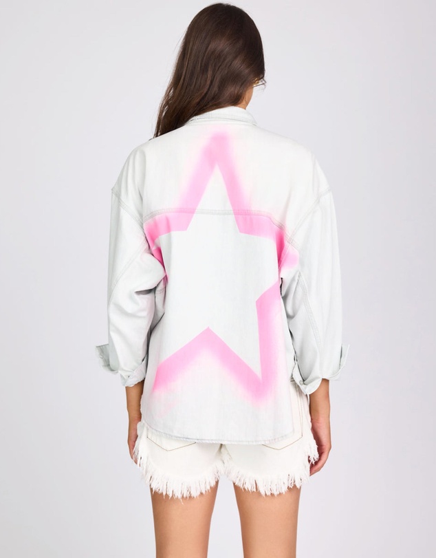 ONE TEASPOON - Daria Hand-Sprayed Denim Shacket - Bel Air Blue