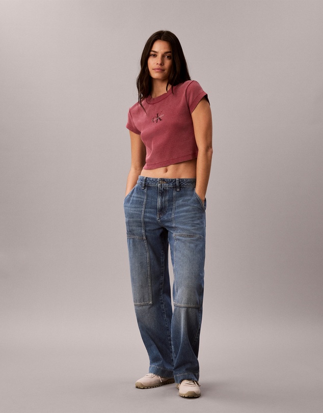 Calvin Klein Jeans - Monologo Rib Acid Wash Baby Tee