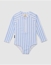 Crywolf - LONG SLEEVE SWIMSUIT Sky Blue Stripe
