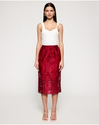 Lindsay Nicholas New York - Crimson Rose Lace Skirt with Crimson Underskirt