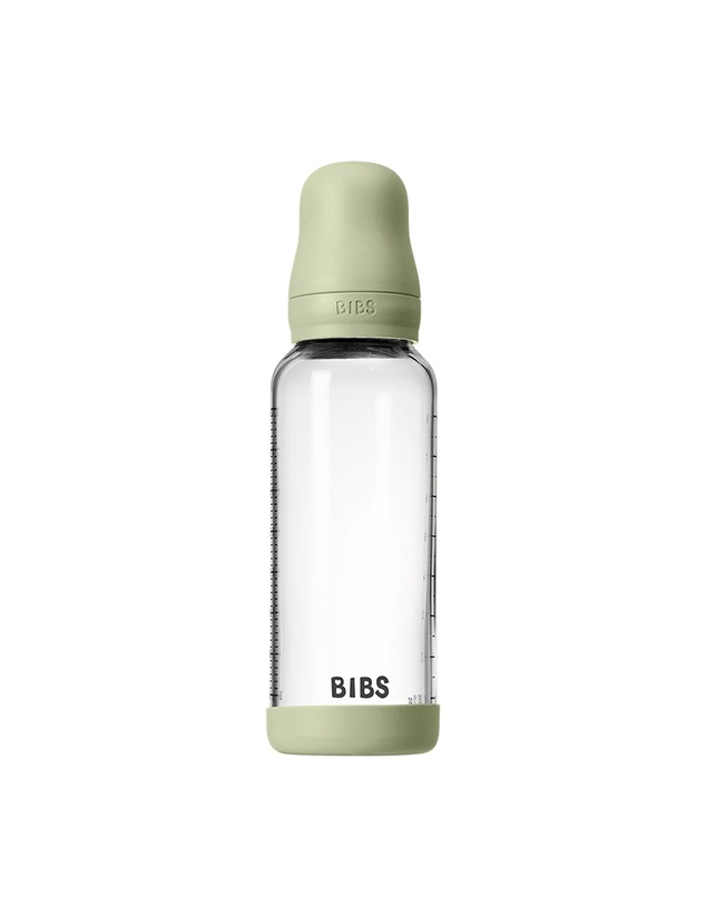 BIBS Denmark - Glass Baby Bottle Latex 1 pack 240 ml Medium Flow Sage