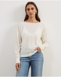 Atmos&Here - Riva Off Shoulder Fine Knit Top With Long Batwing Sleeve