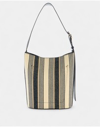 GUESS - Stripe Nicolette Large Bucket Shoulder Bag