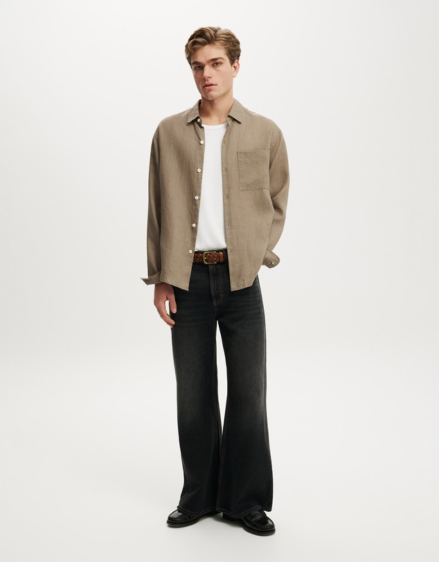 Cotton On - Relaxed Linen Long Sleeve Shirt
