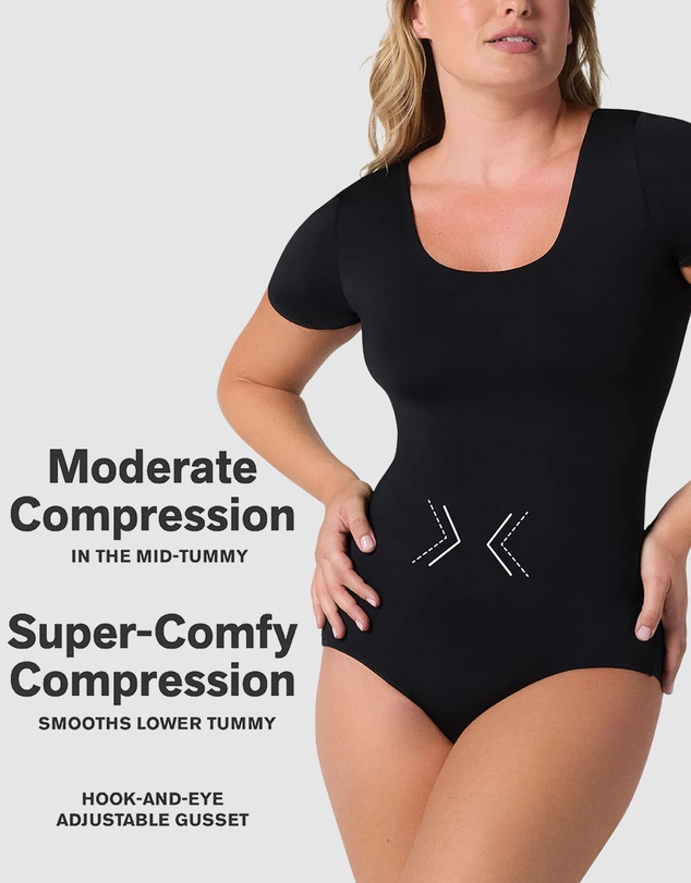 Leonisa - Essential Boldly Short Sleeve Shaping Tummy Control Bodysuit