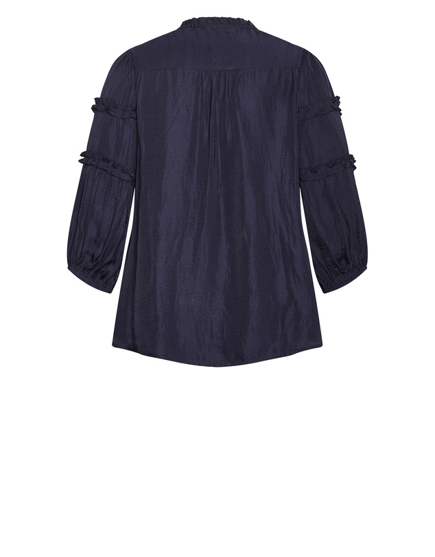 City Chic - Plus size Drama Queen Elbow Sleeve Shirt - navy