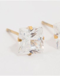 Lovisa - Waterproof Gold Plated Stainless Steel Princess Cut Cubic Zirconia Stud Earrings