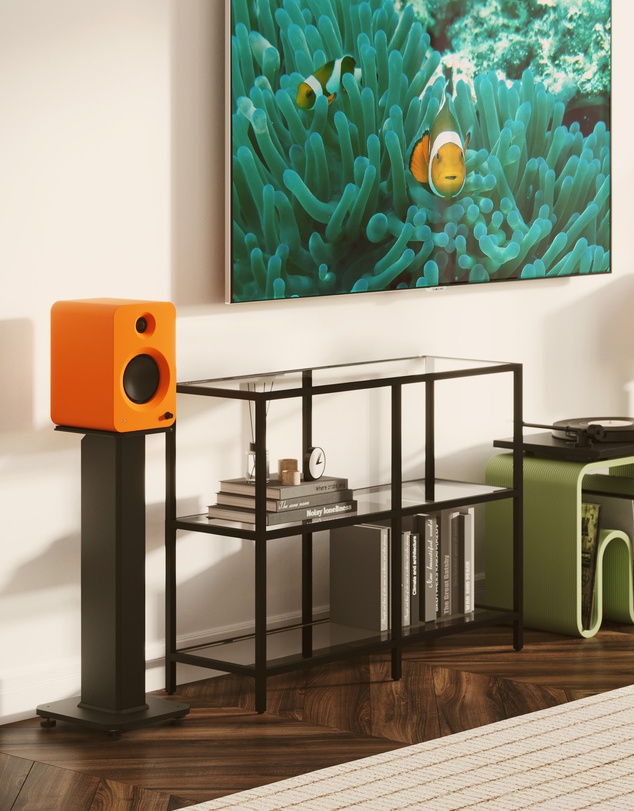 iWorld - Kanto REN 200W Powered Bookshelf Speakers with HDMI ARC, USB-C, and Bluetooth 5.3 - Matte Orange, Pair