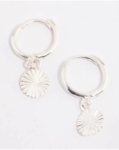Lovisa - Sterling Silver Etched Huggie Hoop Earrings