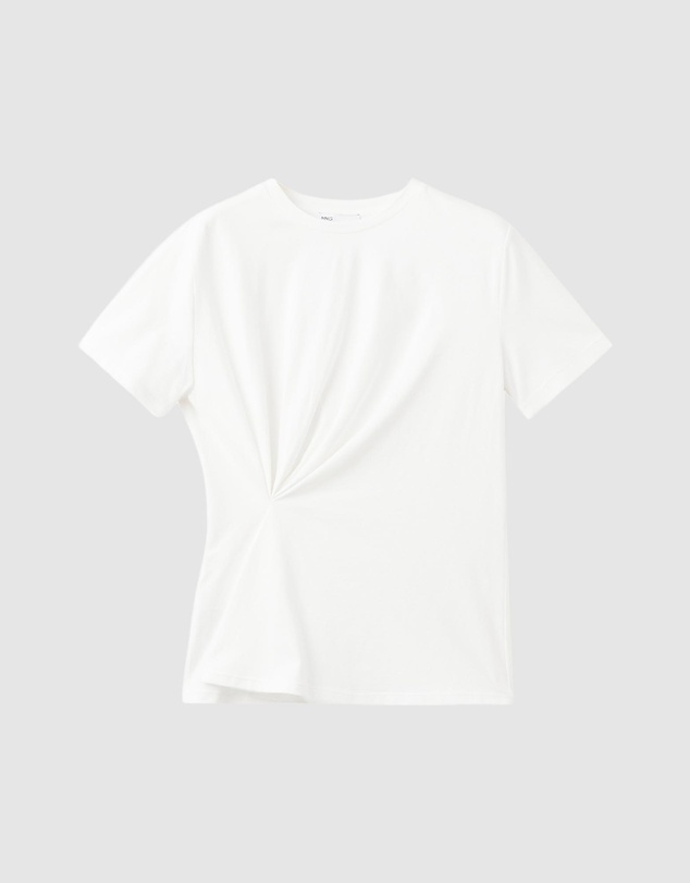 M.N.G - Cotton T-Shirt with Pucker Detail