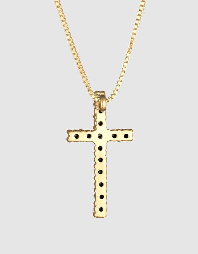 Kuzzoi - ICONIC EXCLUSIVE - Long Necklace with Crystal Cross Pendant in Gold-Plated 925 Sterling Silver