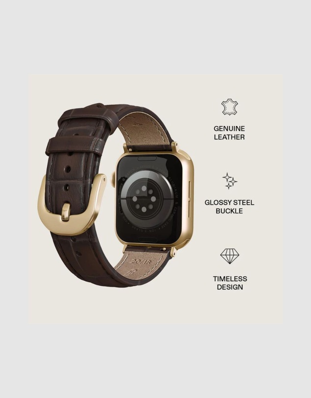 Burga - Burga Apple Watch 42/44/46/49 Leather Band - Gold Clasp Espresso