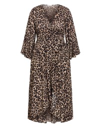 City Chic - Eva Leopard Print Wrap Maxi Dress