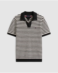 Tommy Hilfiger - Stripe Textured Knit Polo Shirt