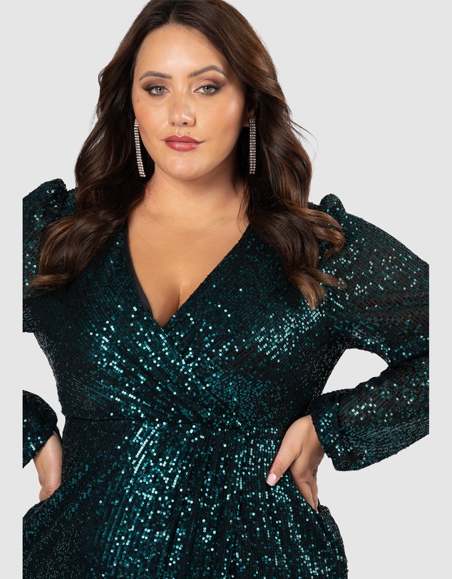 Pink Dusk by Curve Project - All I Want Sequin Maxi Dress