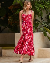 Sosandar - Floral Print Corset Detail Maxi Dress