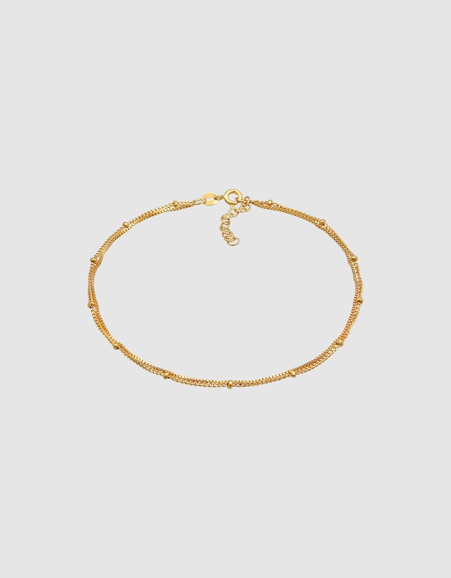 Elli Jewelry - Double Chain Anklet in Gold-Plated 925 Silver