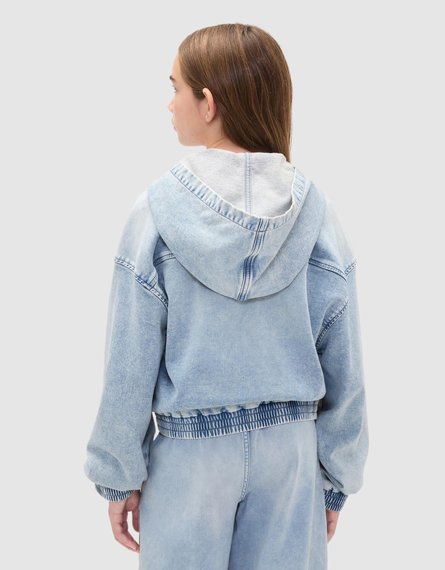 GAP - Knit Denim Zip Hoodie - Kids-Teens