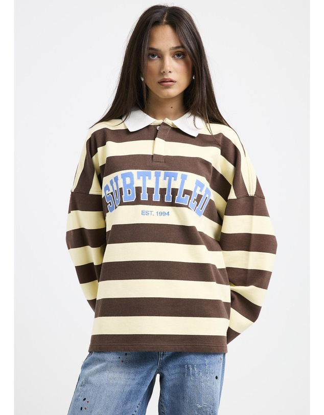 Subtitled - Portland Striped Polo Sweat Shirt