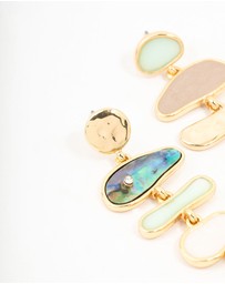 Lovisa - Gold Mixed Shape & Multicoloured Shell Drop Earrings