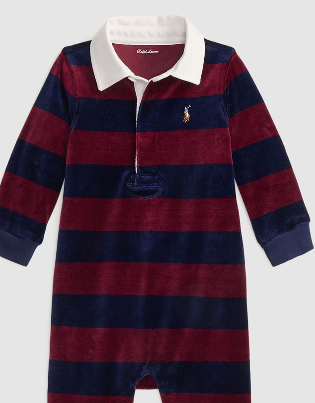 Polo Ralph Lauren - Striped Velour Rugby Coveralls - ICONIC EXLCUSIVE - Babies