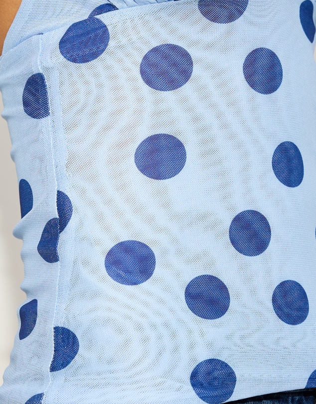 Dazie - Waves Mesh Polka Dot Halter Top